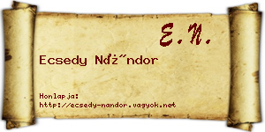 Ecsedy Nándor névjegykártya